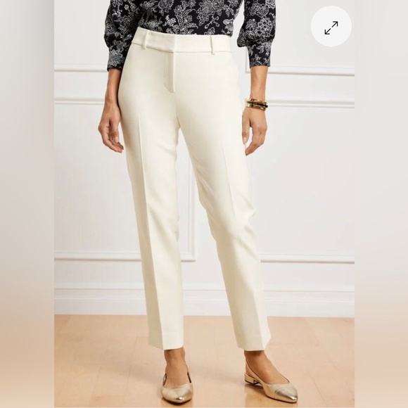 Talbots | Hampshire Straight Leg Ankle Pant in Ivory - Picture 1 of 12